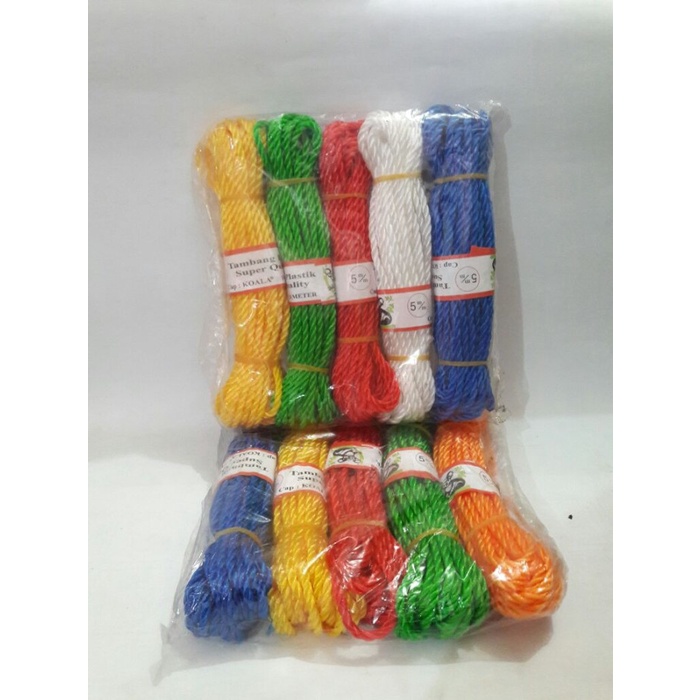 

TALI TAMBANG PLASTIK 5MM MEREK KOALA PANJANG 10 METER - ISI 5 PCS / PACK