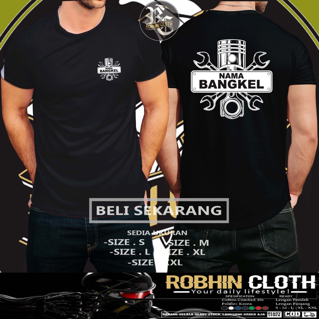 Kaos Baju Mekanik Reques Nama Bengkel Baju Otomotif