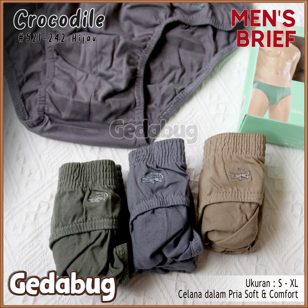 3 Pcs - CD Pria CROCODILE Hijau 521-242 | Celana dalam pria dewasa Elegan | Gedabug