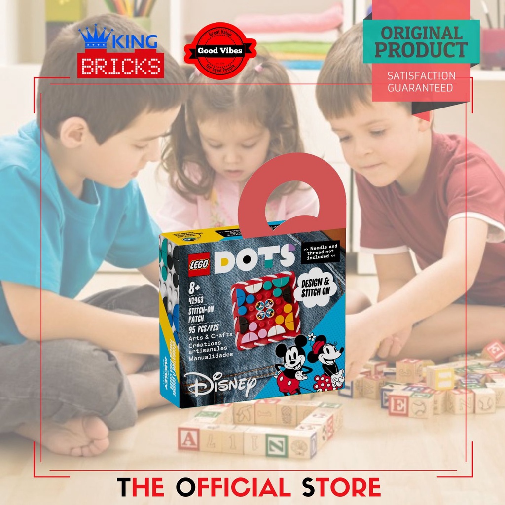LEGO Original DOTS 41963 Mickey Mouse And Minnie Mouse Stitch-on Patch - Mainan Anak Kreatif Edukasi
