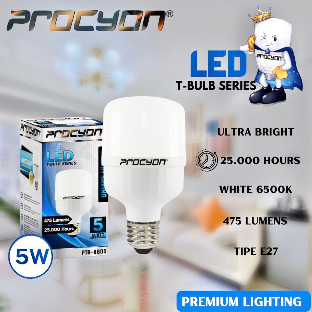 Procyon Lampu LED GARANSI T-BULB 5w 10w 15w 20w 30w 45w 60w White