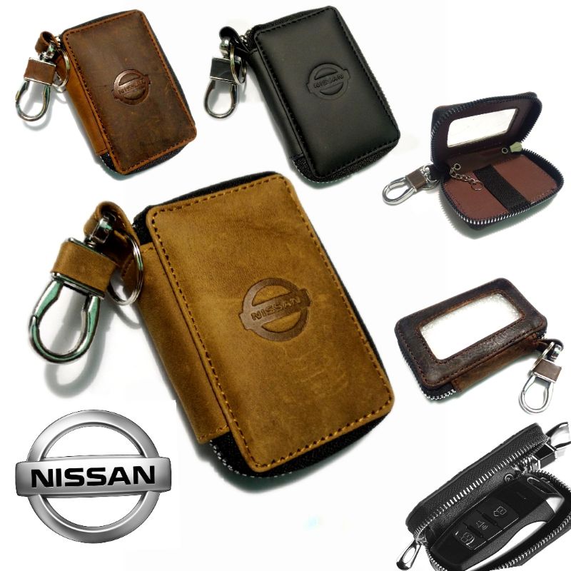 dompet remote keyless mobil Nissan kulit asli transparan dompet STNK