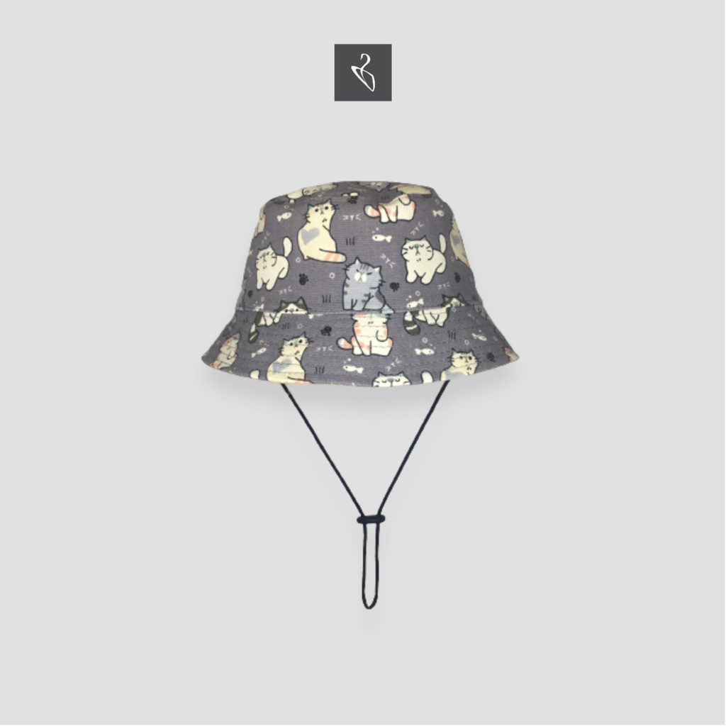 Topi Bucket Hat Anak Tali Motif Animal Hewan