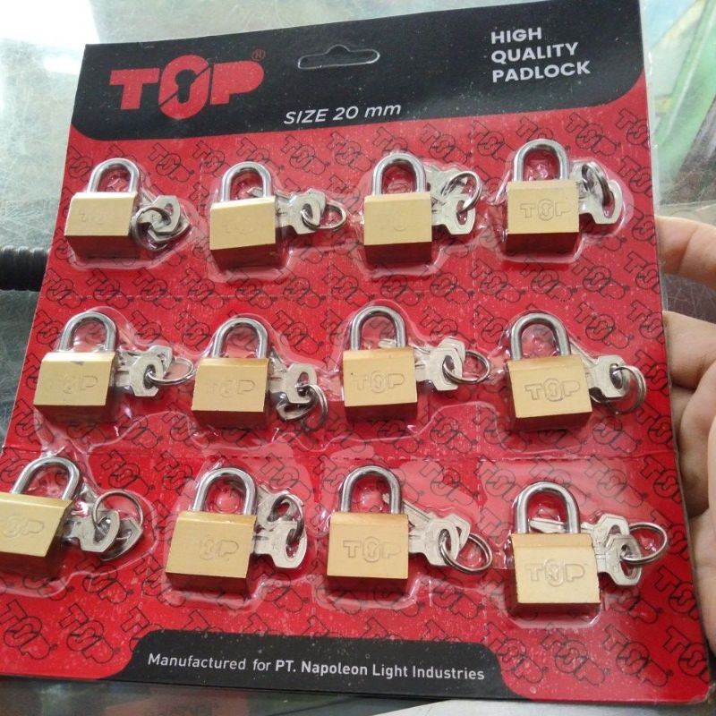 Gembok koper TOP kuningan 20 mm kunci samping