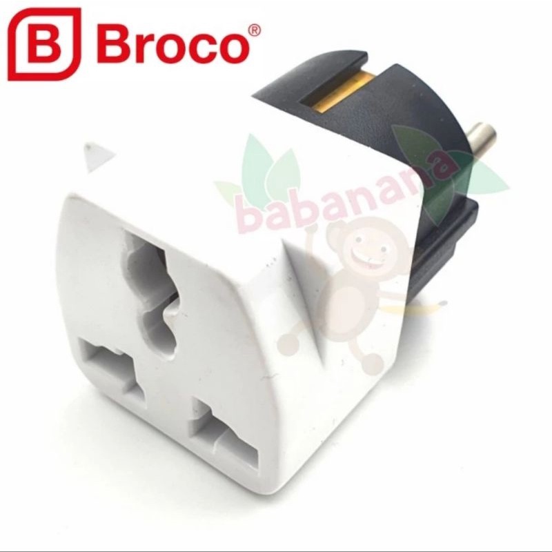 Broco 13910 over seteker colokan adapter kaki 3 ke kaki 2 bulat