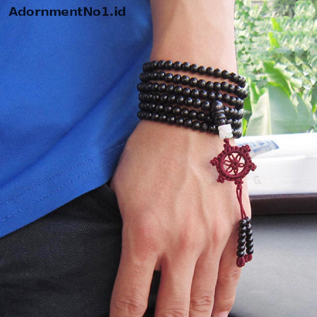 [AdornmentNo1] Sandal Buddha Tibet Hitam216Manik Tasbih Mala Gelang Kalung [ID]