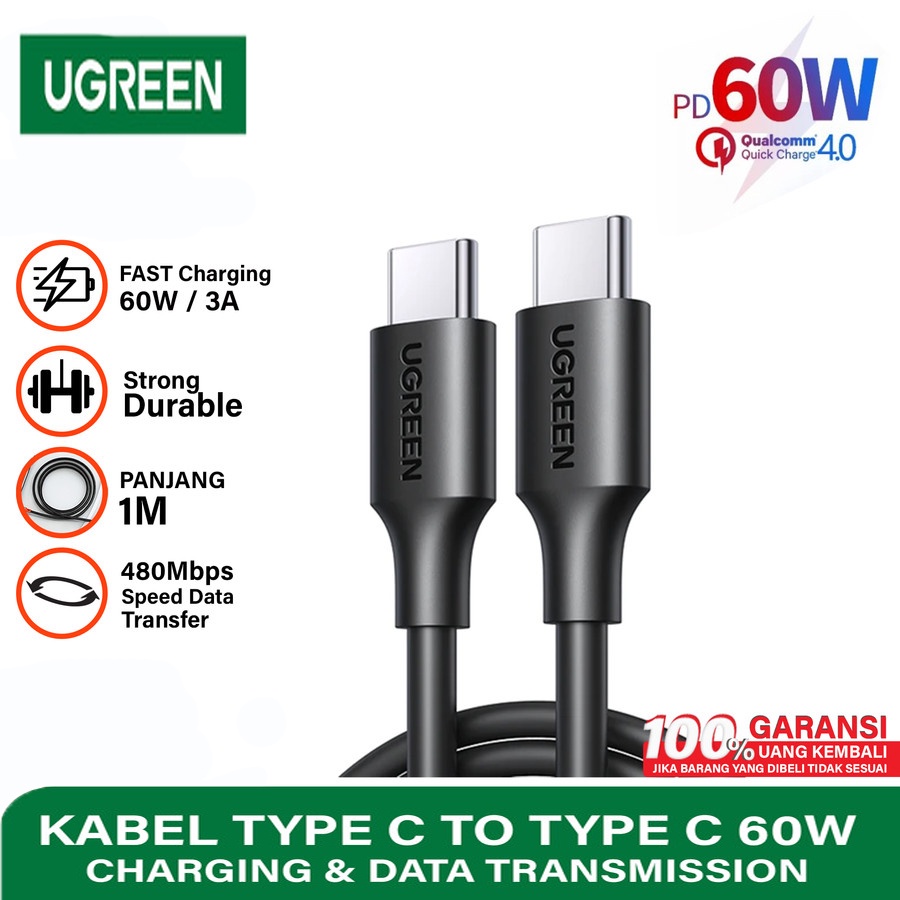 Jual Ugreen Kabel Data USB C To C Cable Super Fast Charging PD 60w ...