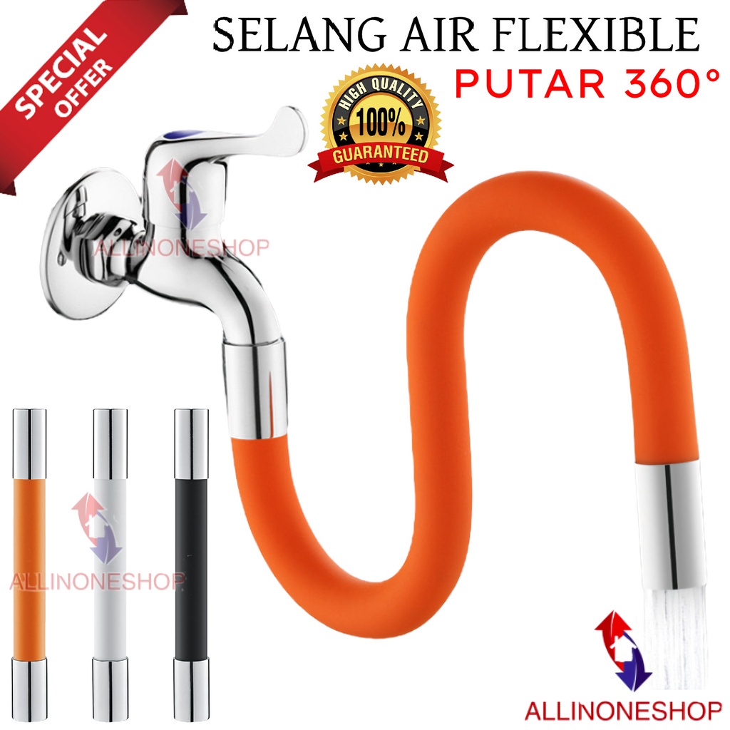 SELANG AIR FLEXIBLE 360° / SAMBUNGAN KRAN AIR FLEKSIBLE SELANG FLEXIBLE 360 DERAJAT EXTENTION CUCI MUKA KAKI WASTAFEL EMBER 20CM 30CM 50CM