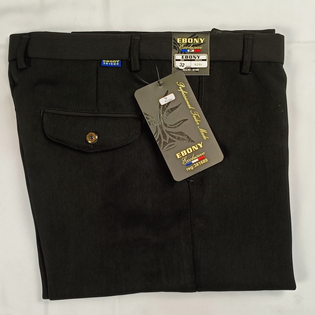 Celana Panjang Pria Bahan Hitam Pekat Ebony Reguler High Twist