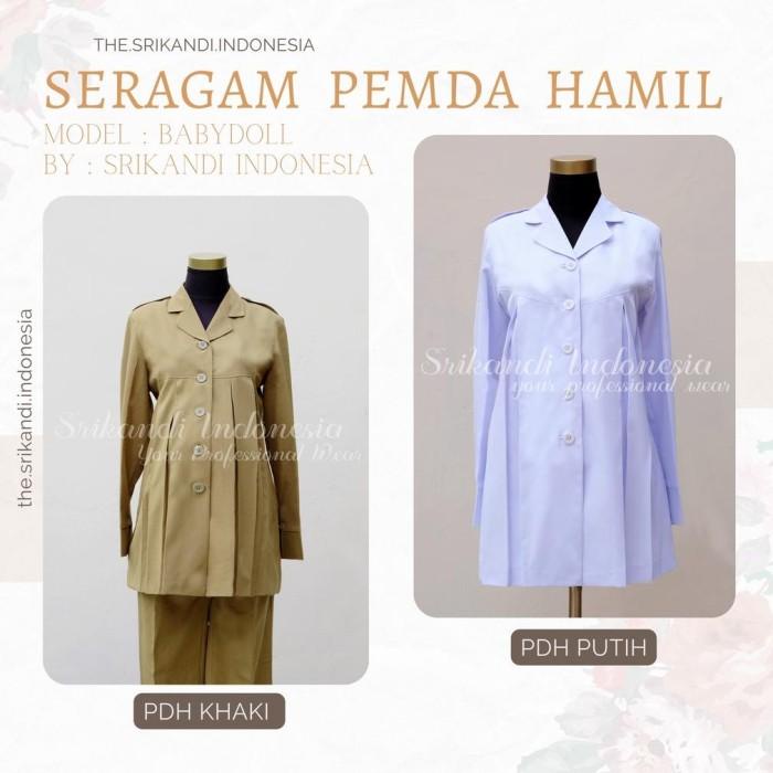 Seragam Baju Pdh Pns Putih Dan Khaki Wanita "Hamil" Wool Cashmere Ready