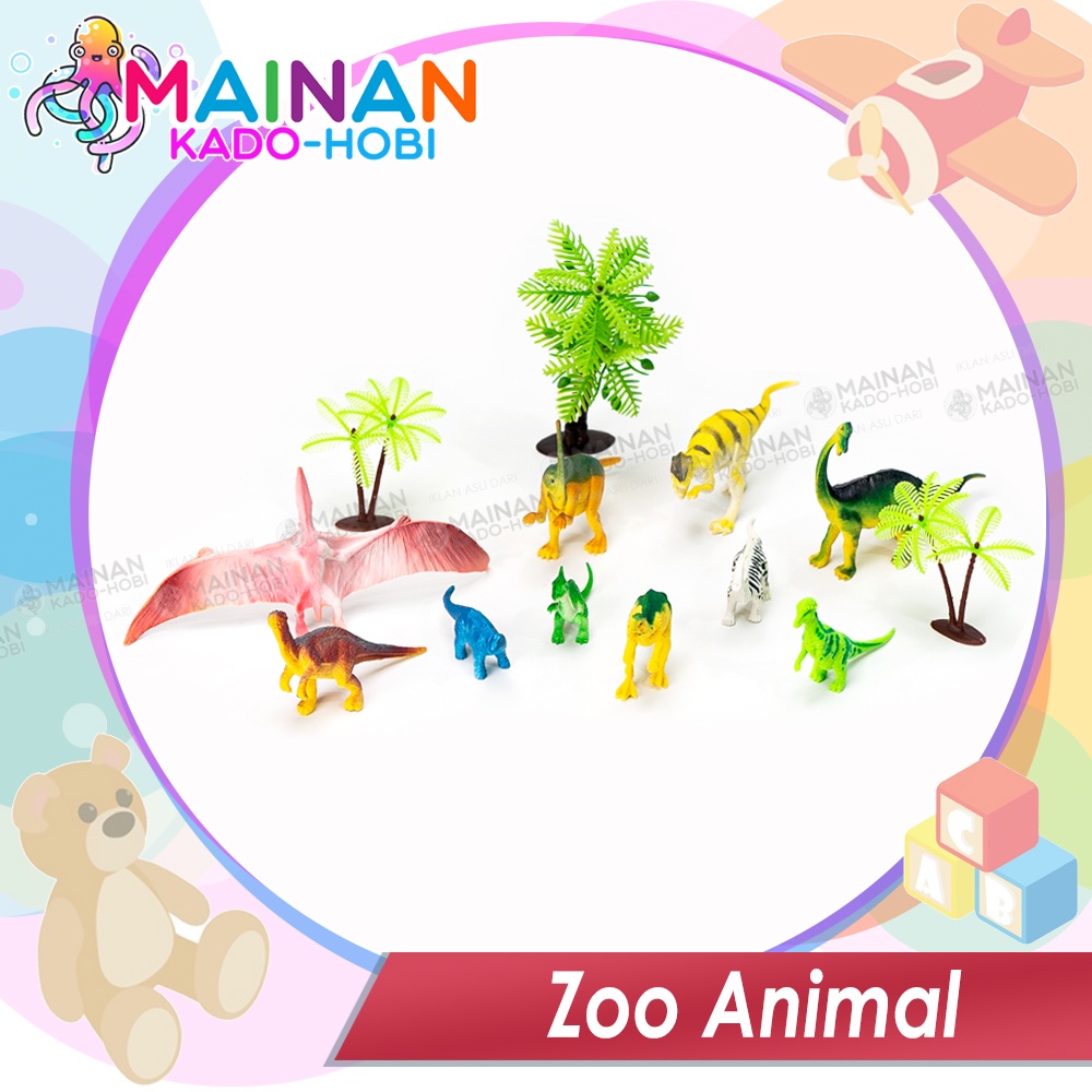 HADIAH KOLEKSI ANAK PAJANGAN SET MINIATUR ZOO ANIMAL DINOSAURUS