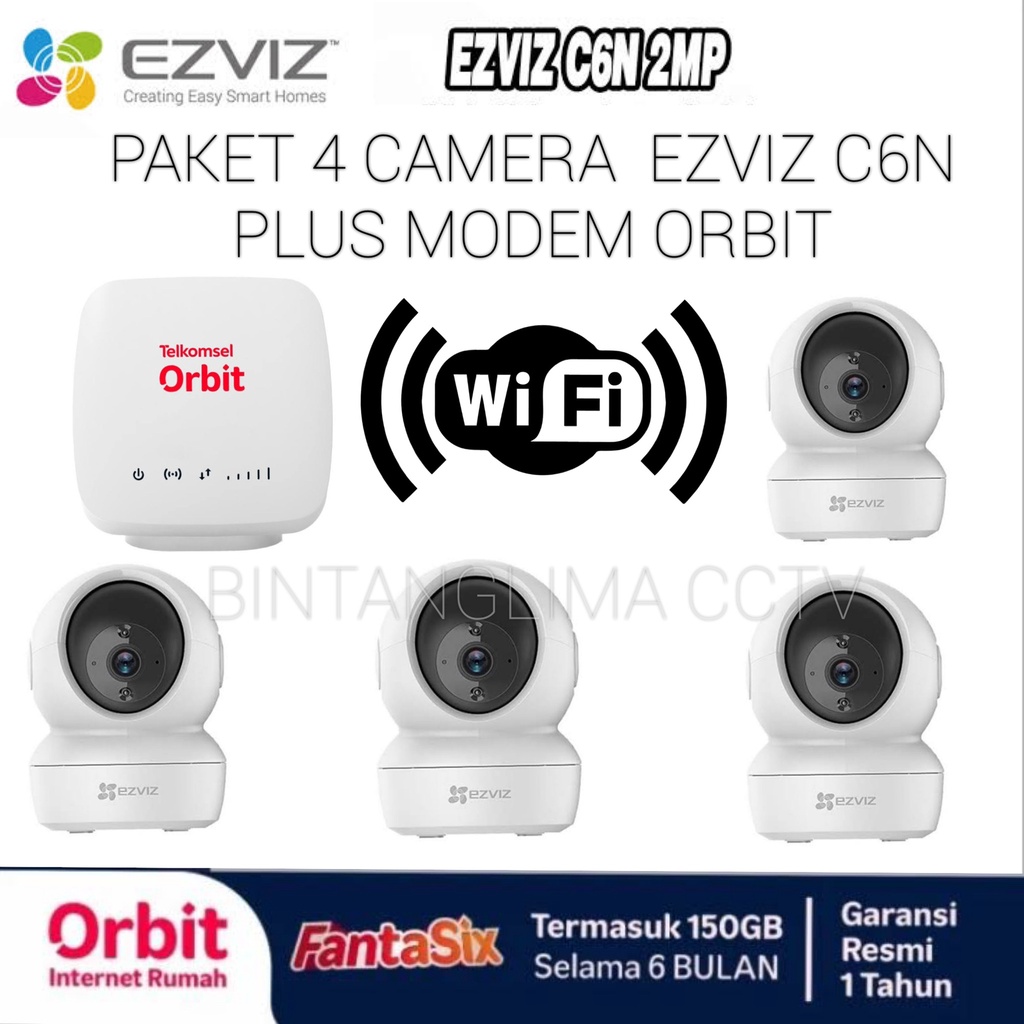 PAKET Ezviz C6N 1080P Ip Cam Cctv Bundling Telkomsel Orbit STAR A1