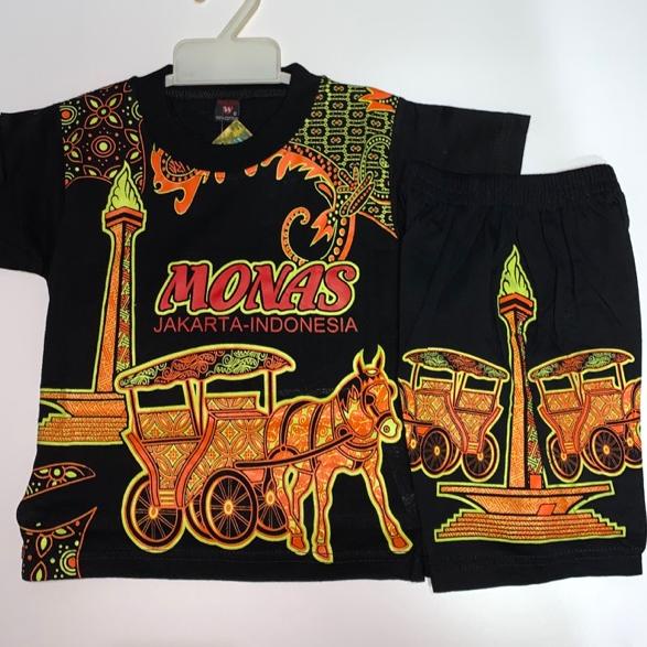 Super Irit BAJU ANAK/ KAOS MONAS/ KAOS SETELAN  MONAS BATIK/ KAOS OLEH-OLEH  MONAS BATIK