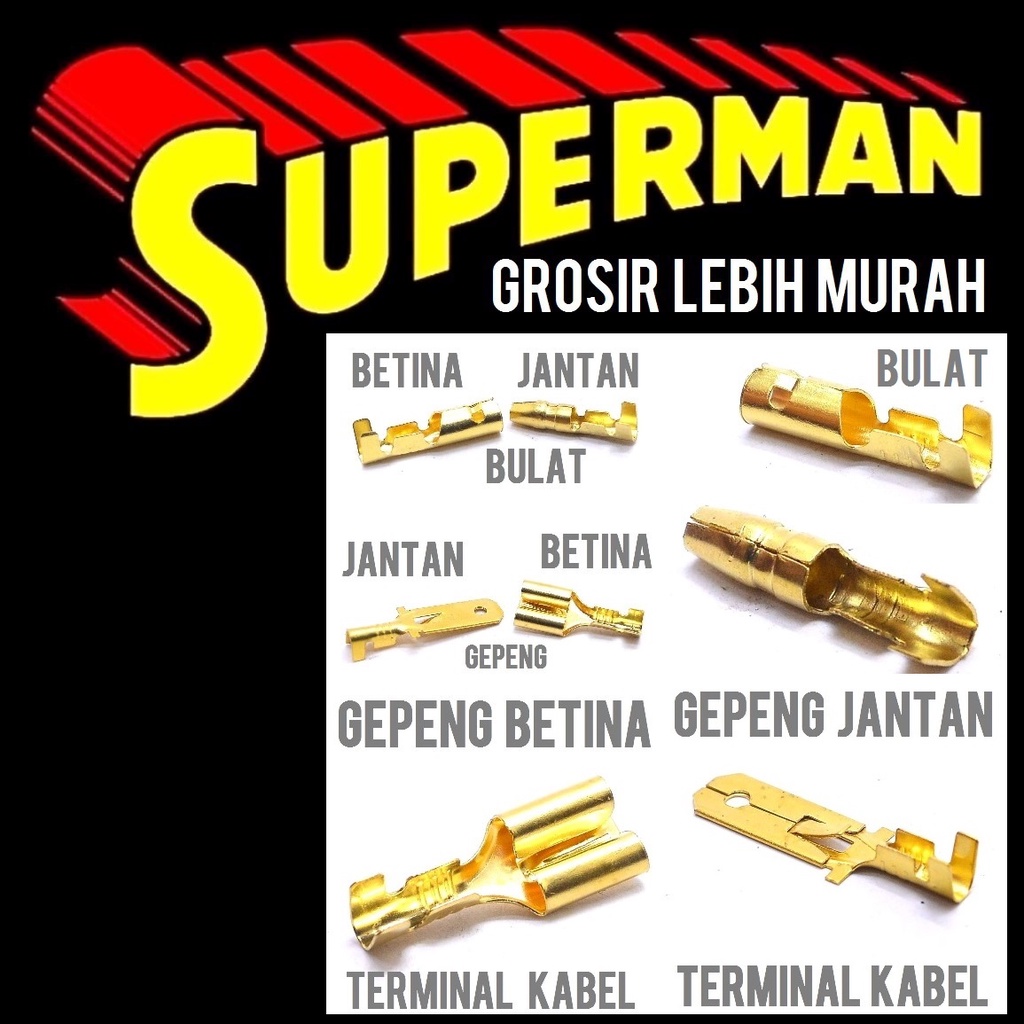 SKUN TERMINAL bulat gepeng jantan betina male female cowok cewek kuningan scun cowo cewe klem kabel 