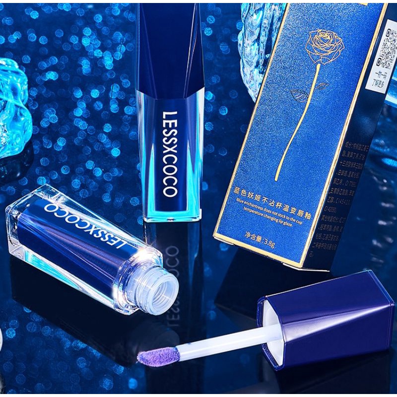 Blue Liquid Lipstick Lessxcoco Color Changing Moisturizing Lip Gloss Biru Rubah Warna Waterproof Original Terlaris