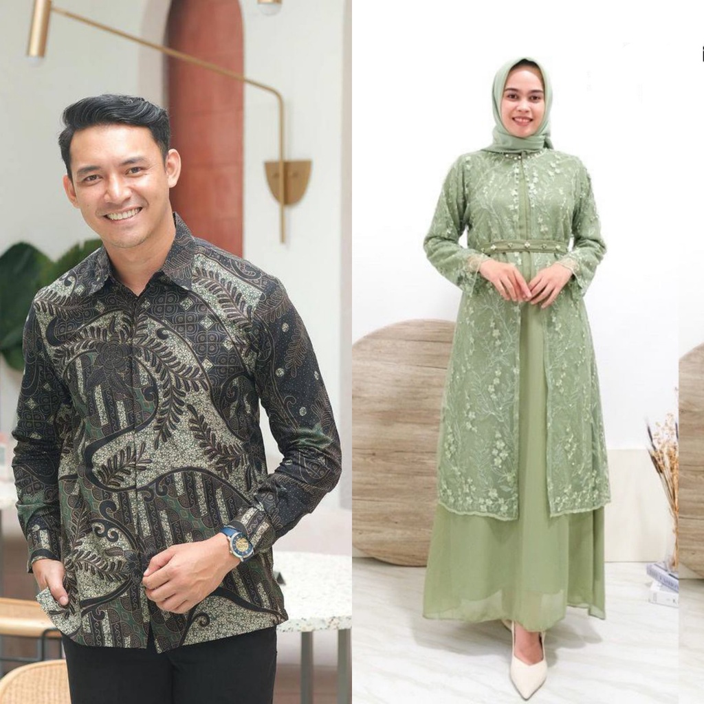 Gamis Couple Juwita Batik kemeja kombi brokat terbaru baju pasangan Kondangan Lamaran Wisuda Seragam sarimbit Keluarga