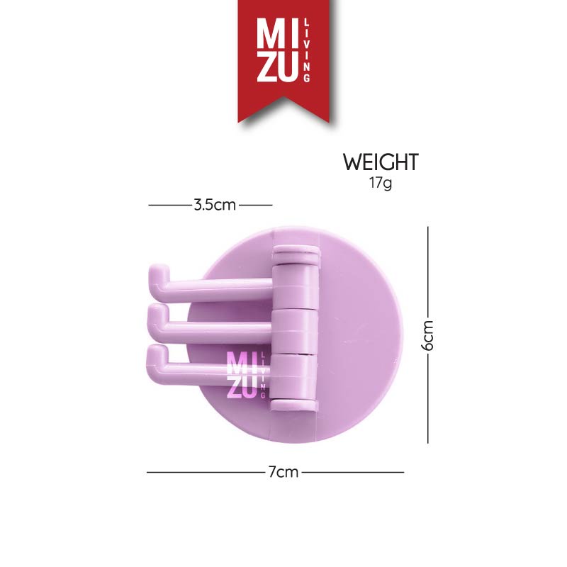 MIZU 3-EDA Wall Hook Hanger Gantungan Kunci Dapur WC Dinding Serbaguna Tanpa Paku