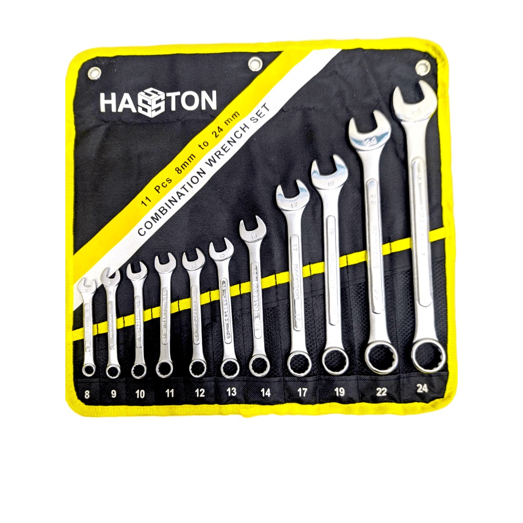 Kunci Ring Pas 1 SET isi 11 Pcs 8 - 24mm 1647-002 HASSTON PROHEX / Combination Wrenches SET Ukuran 8 - 24mm 11Pcs 1647 002 HASSTON PROHEX