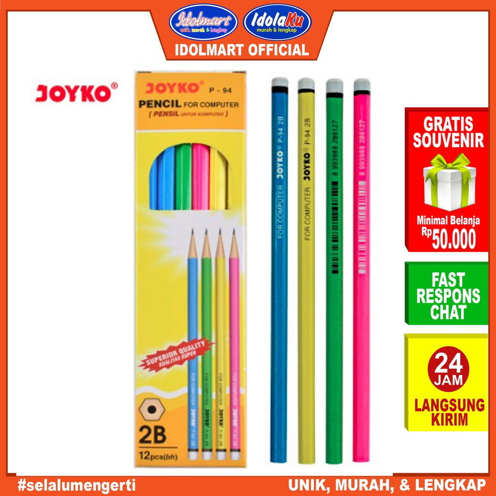 

IDOLMART Pencil / Pensil Joyko P-94 / 2B / 1 BOX 12 PCS / 1 lusin isi 12 - Karawang