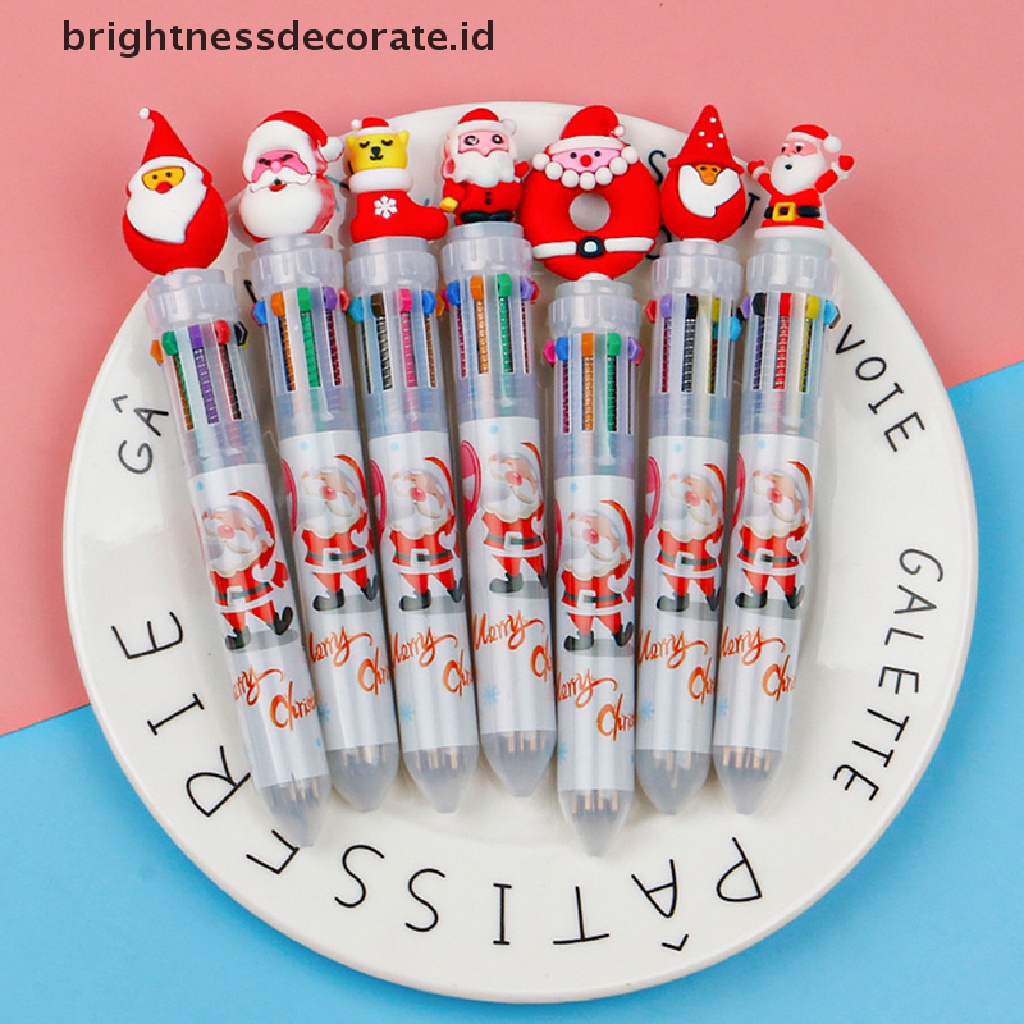 [Birth] Random New Gel Pulpen Kartun Santa Claus 6-warna Press Kreatif Bolpoin [ID]