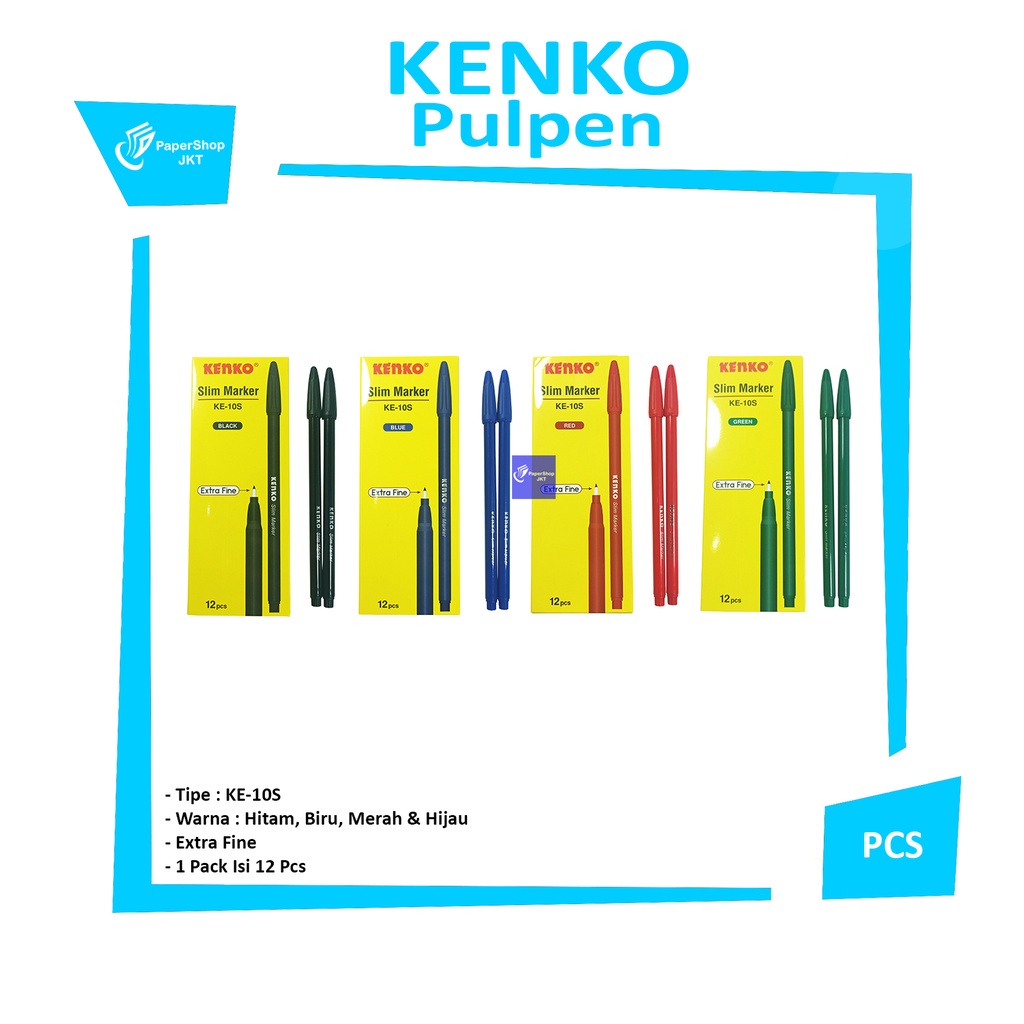 

KENKO - Spidol Slim Marker Warna KE-10S - Pcs