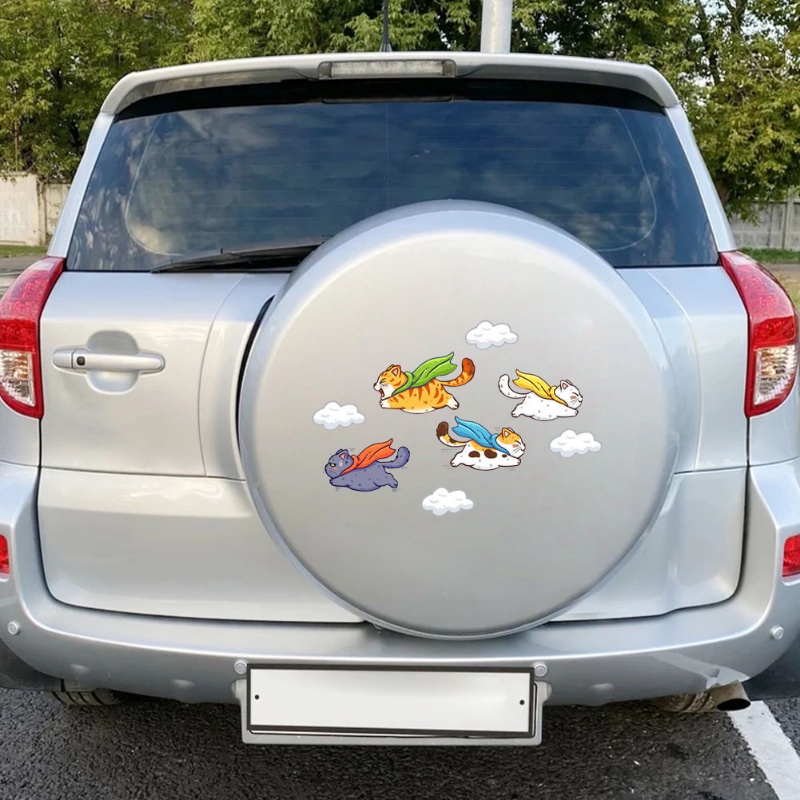 Kartun Mobil Styling Stiker Lucu Kucing Terbang Decals Self-adhesive Tubuh Jendela Dashboard Auto Dekorasi Aksesoris