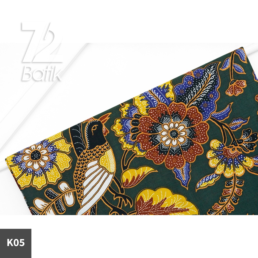 KAIN BATIK PREMIUM Bahan Katun Motif Burung Kembang Ceplok Hijau Tua 722746 Cap 72 Jarik Jarit Samping Kebat Panjang Batik Katun Modern Premium Bahan Seragam Batik Pernikahan Kantor Keluarga Murah Kamen Jadi Batik Bali Lembaran