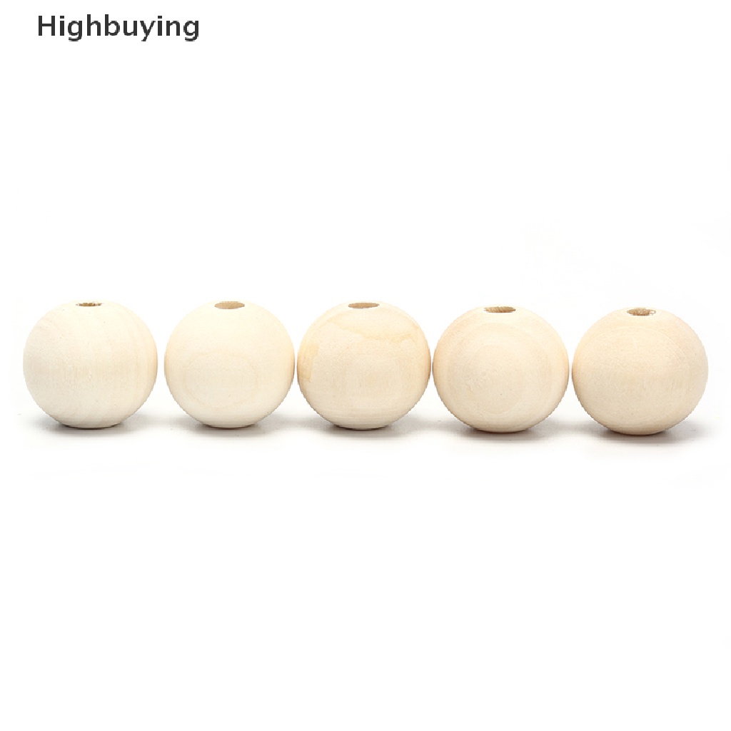 Hbid Manik-Manik Spacer Kayu Bulat Natural Uned Ball Beads DIY Craft Perhiasan Glory