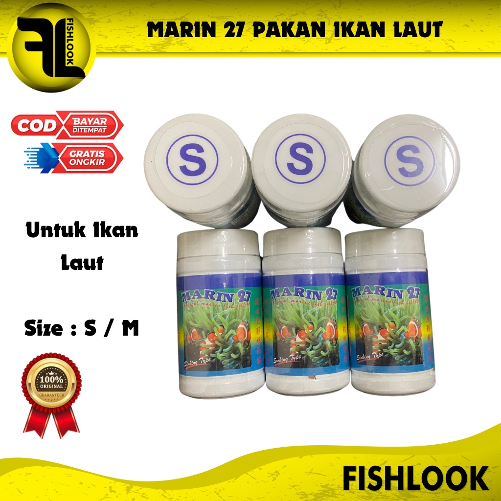 Marin 27 makanan pakan ikan laut salt water fish food 50gr Small Medium