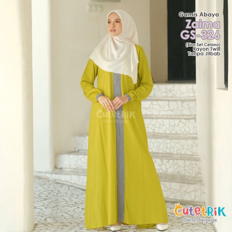 Baju gamis abaya murah cutetrik mustard jumbo