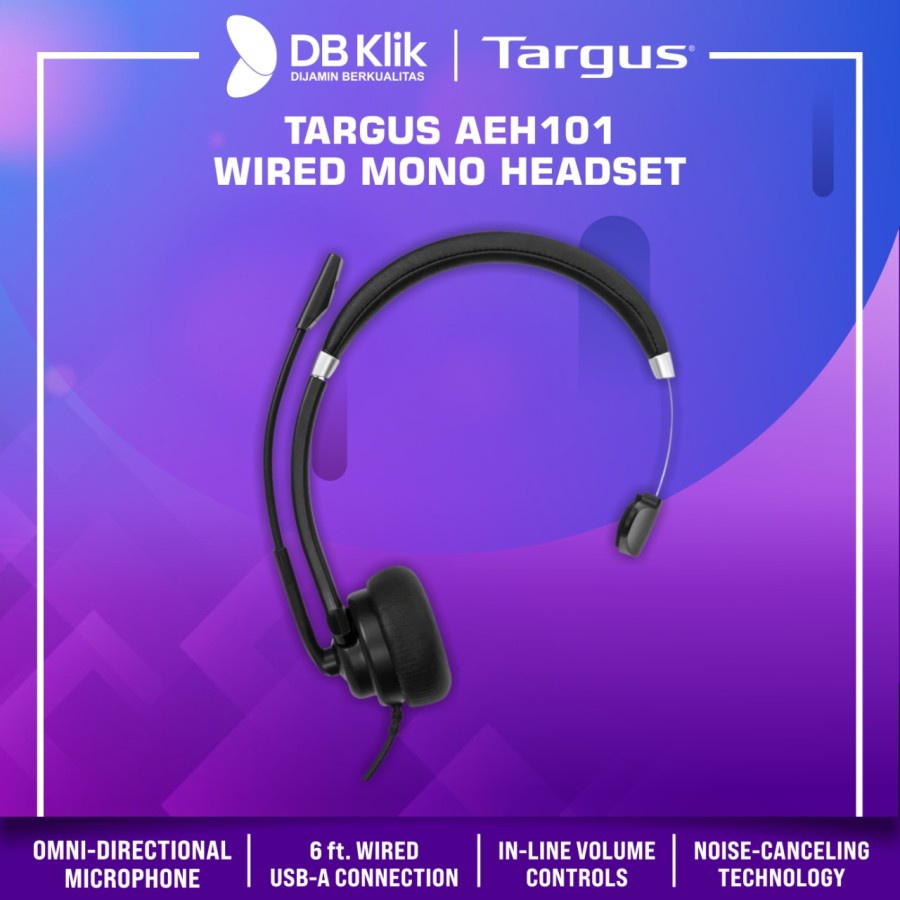 Headset Targus AEH101 USB Wired Mono With Mic And Volume Control