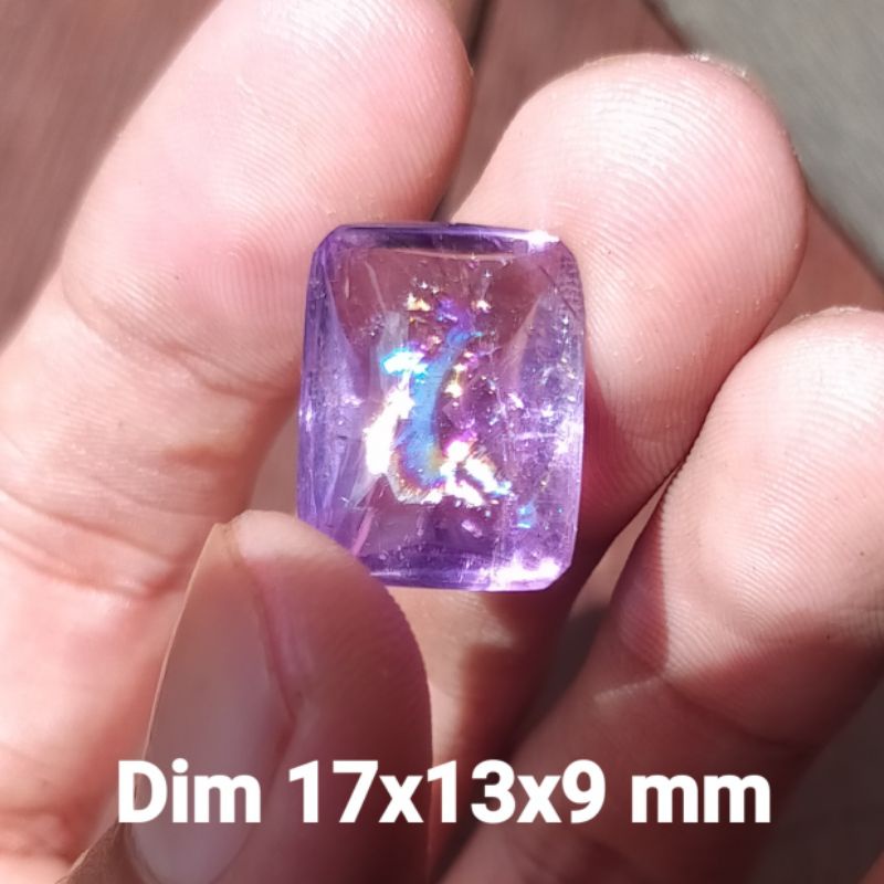 BATU KECUBUNG PELANGI UNGU NATURAL bukan ruby wulung bacan akik zamrud katilayu cincin pria wanita a