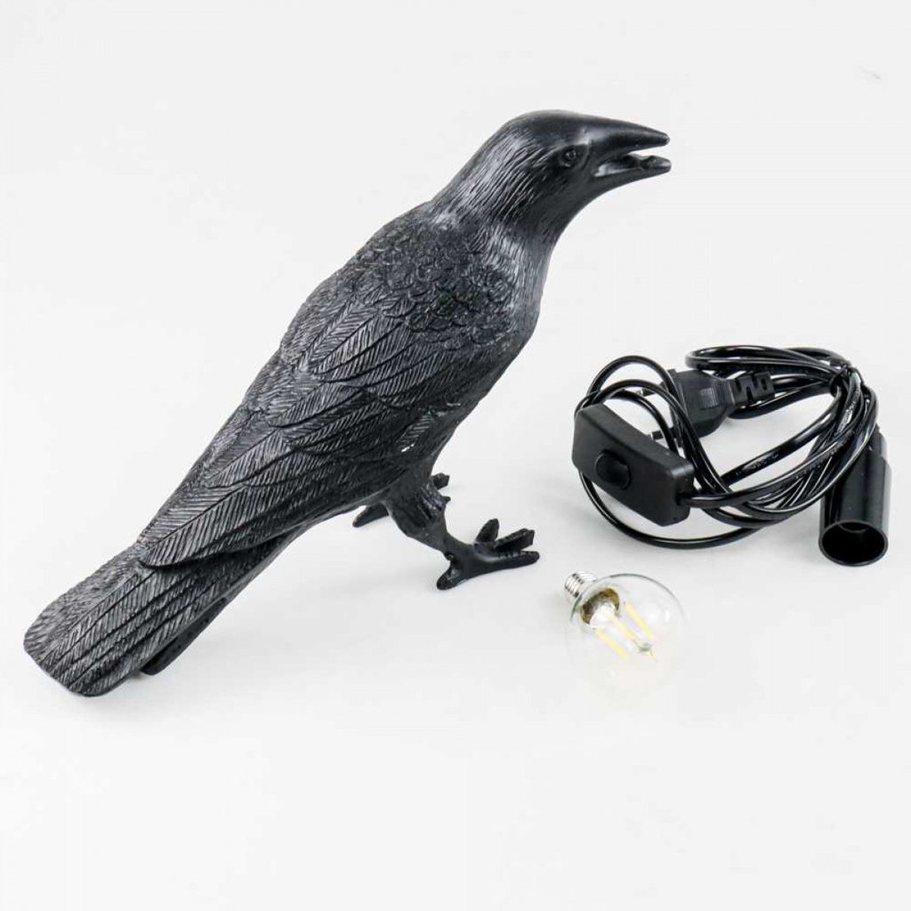 Lampu Meja Hias LED Model Burung Gagak Crow Desk Lamp Warm White
