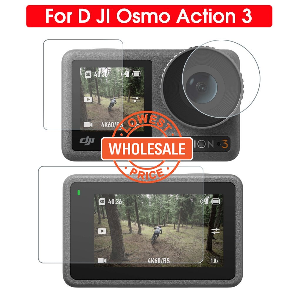 [Harga Grosir]Tempered Glass Pelindung Layar Kamera Depan / Belakang Anti Gores / Ledakan Untuk DJI Action 3