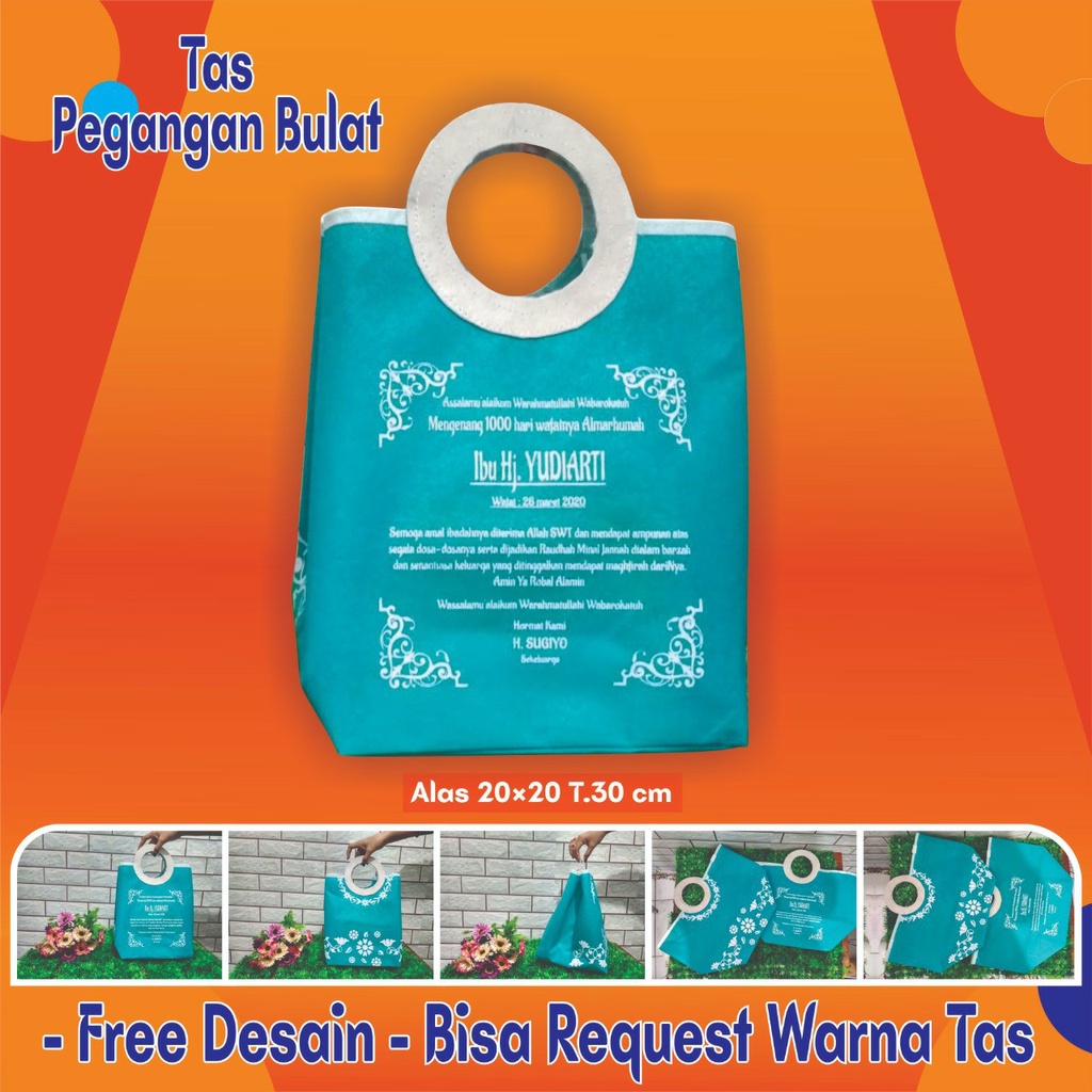 TAS SOUVENIR MENGENANG 1000 HARI/TAS PENGAJIAN BOX NASI 20X20