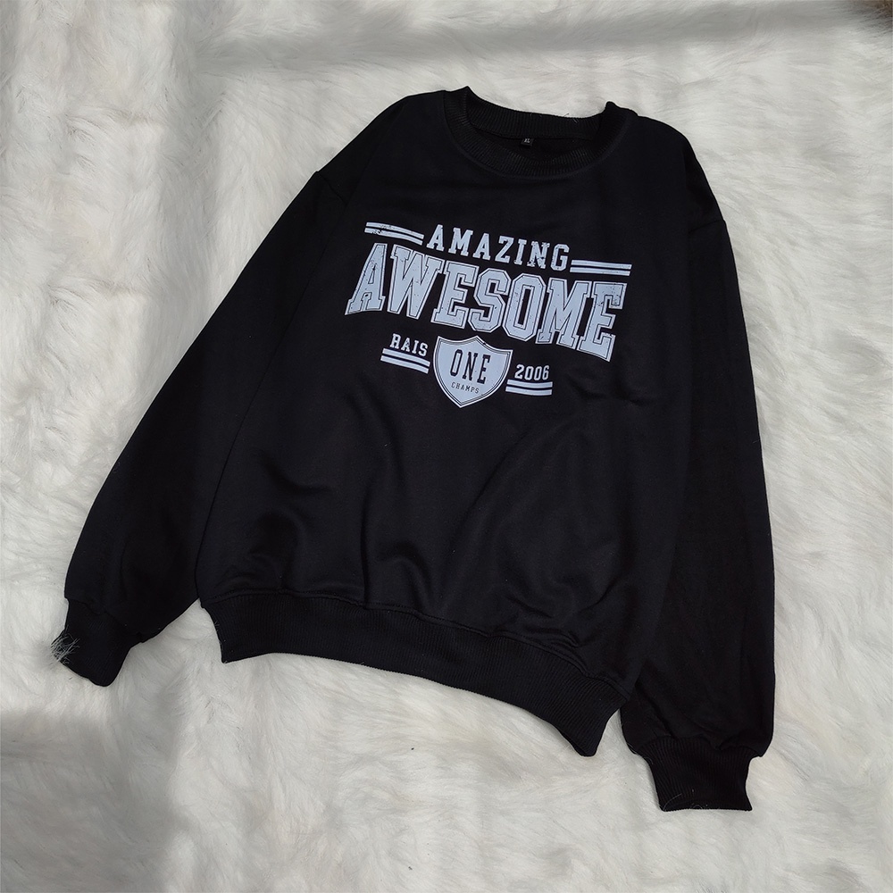 Sweater Oversize Awesome - Korean Style Sweatshirt Wanita Dan Pria