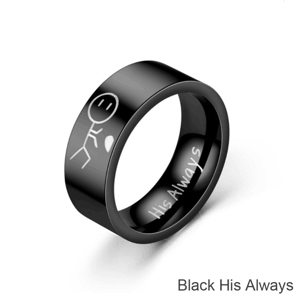 Timekey 8mm Fashion Stainless Steel Cincin Nya Selalu Her Forever Couple Perak Hitam Pasangan Perhiasan Anniversary Hadiah Hari Valentine I8L8