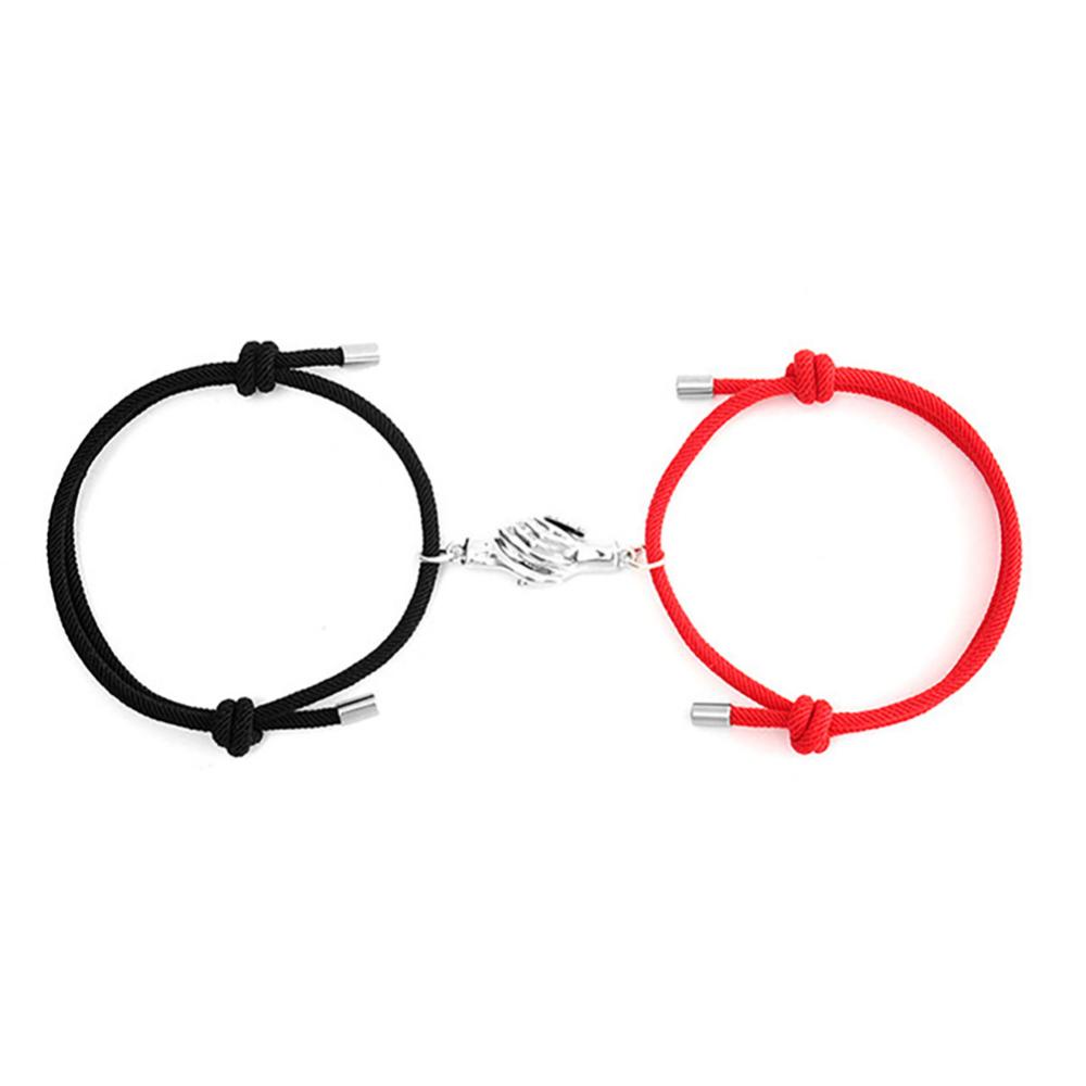 Timekey Fashion Adjustable Palm Magnetic Couple Bracelets Untuk Kekasih Persahabatan Gelang Tali Kepang Handmade Rajutan Wanita Pria Perhiasan H4V7