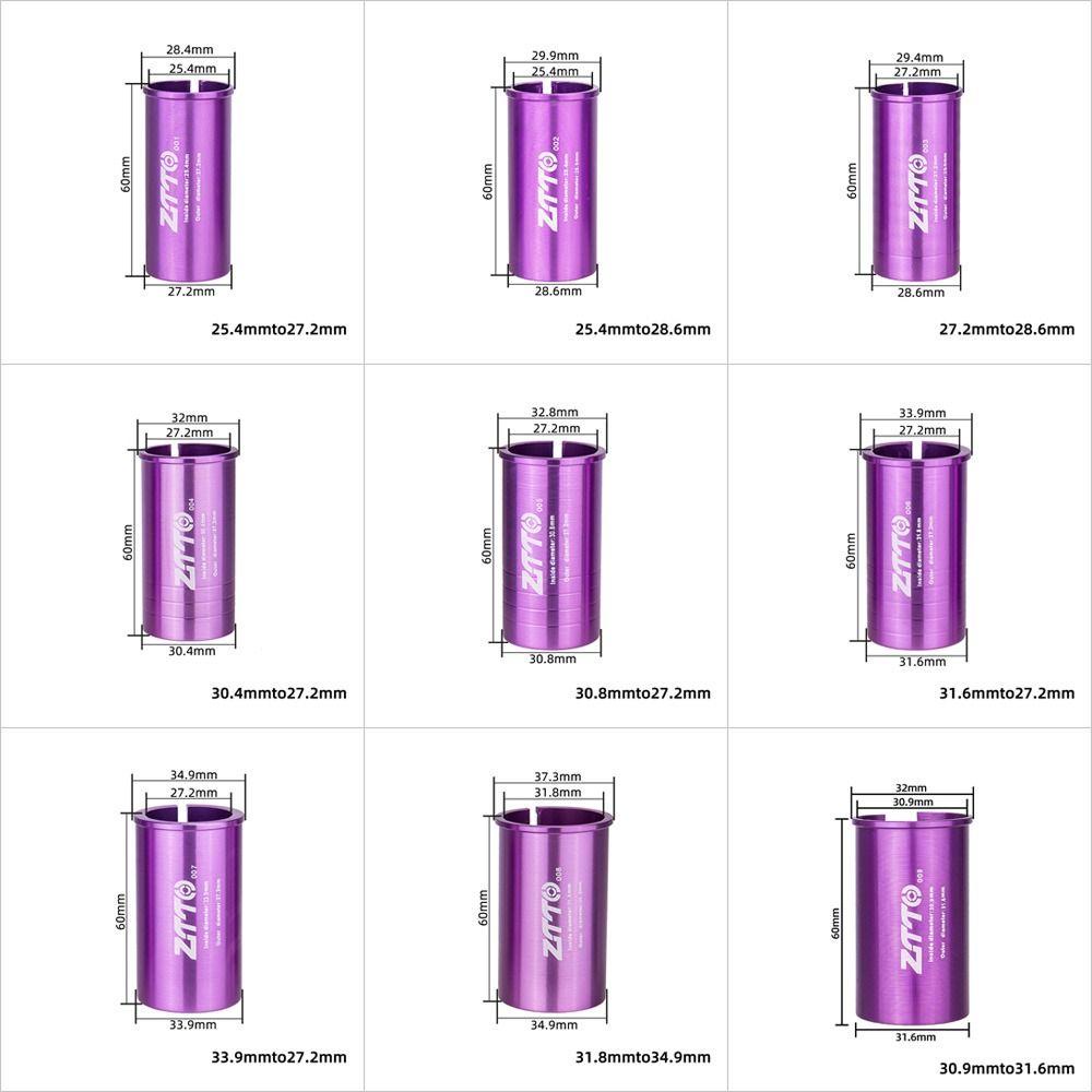 TOP 1pc Tabung Tiang Kursi Warna Ungu Menyesuaikan Diameter 27.2 Adaptor Lengan Penurun Sepeda Gunung