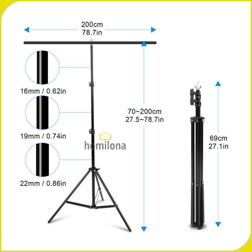 TaffSTUDIO Stand Background Backdrop T-Shape 4 Clamp - M139