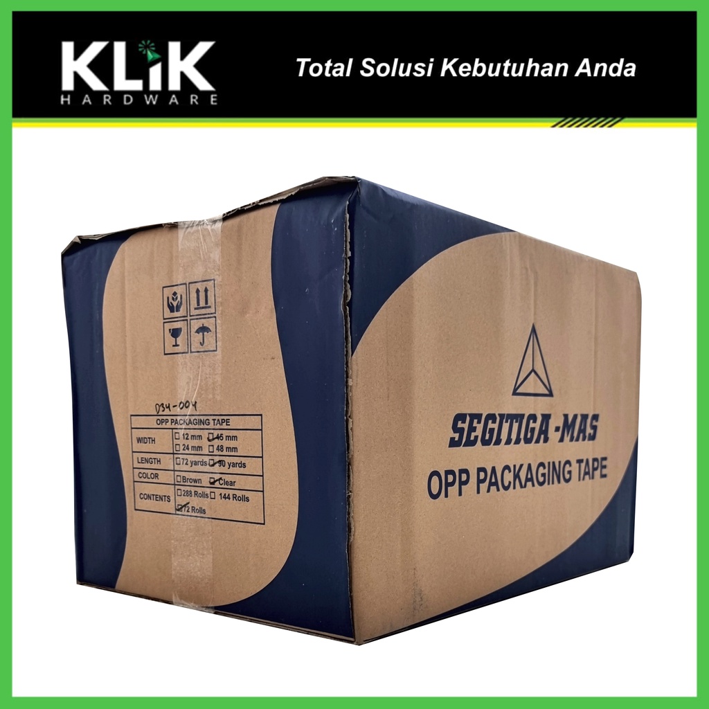 Segitiga Mas Lakban Bening OPP Tape 2 Inch 45 mm x 90 Yard Sebanding Daimaru