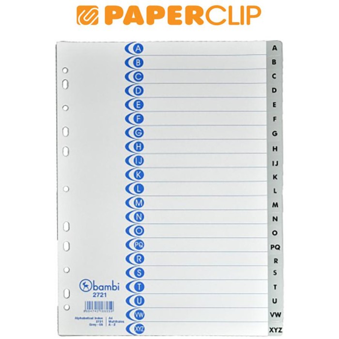 

Kertas Pembatas File / Devider Bambi 2721 A4 A-Z