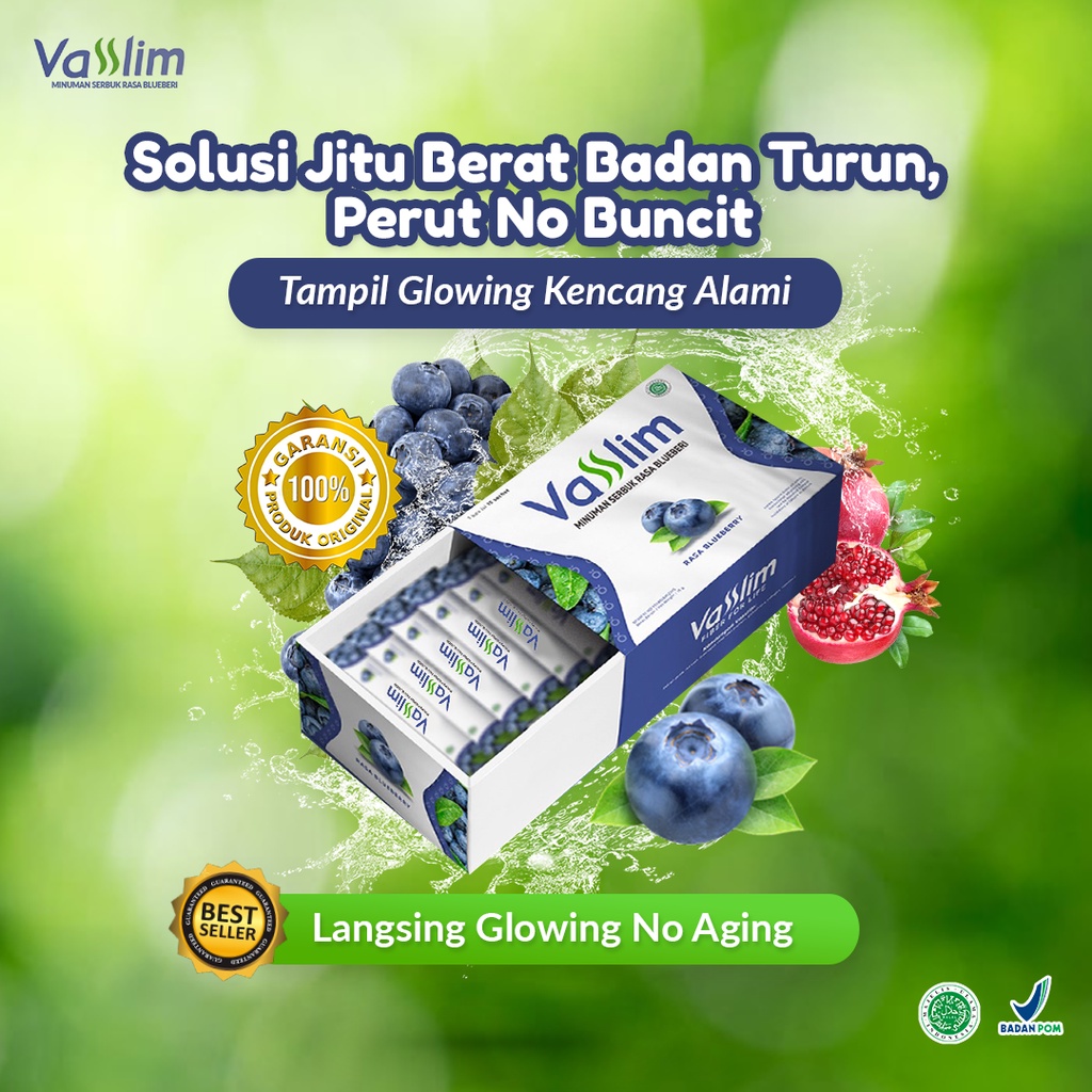 Vasslim Fiber Drink Suplemen Pelangsing Badan Perut Buncit Herbal Original Bpom