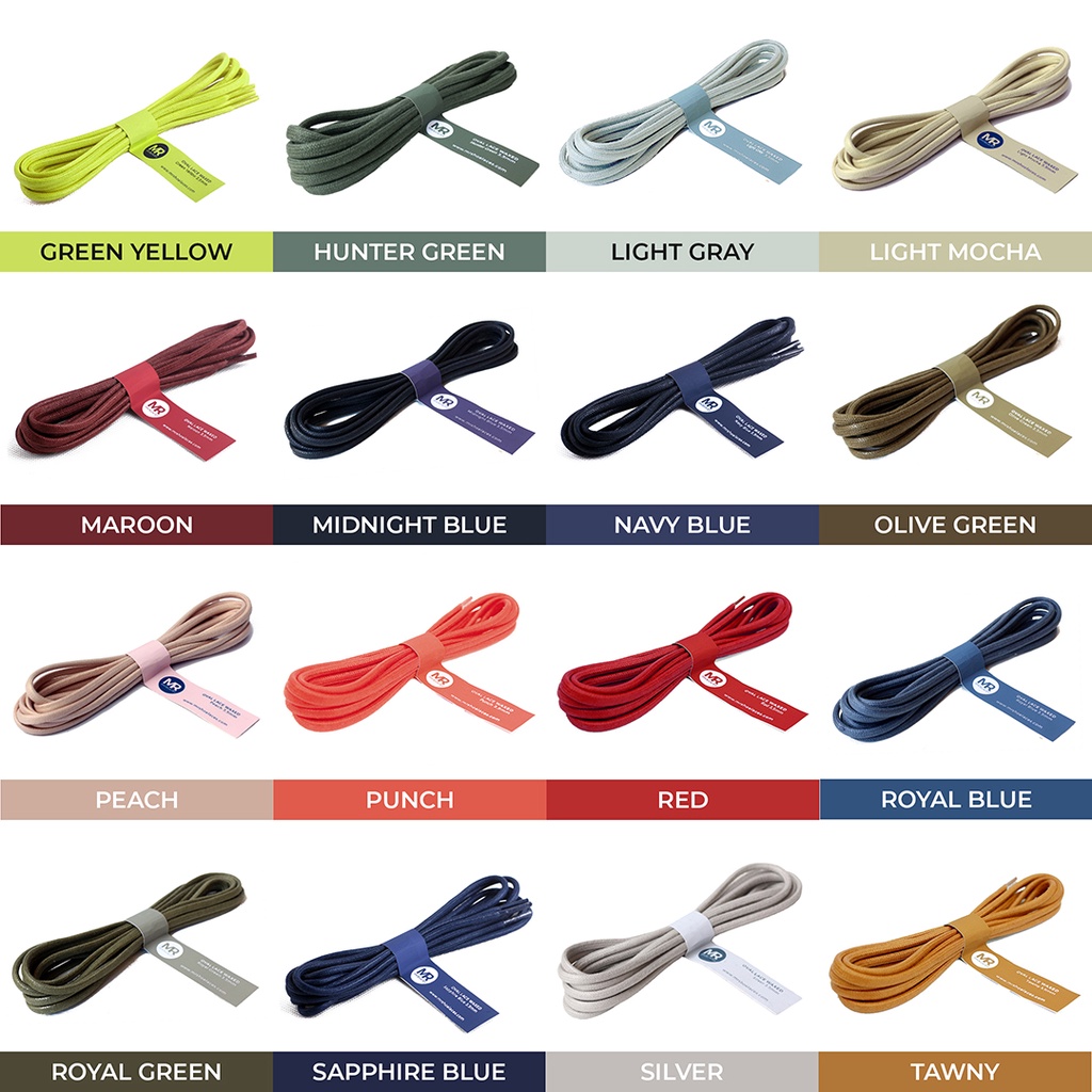 Tali Sepatu Lilin Oval 120cm 3.5mm Variasi Warna untuk Boots