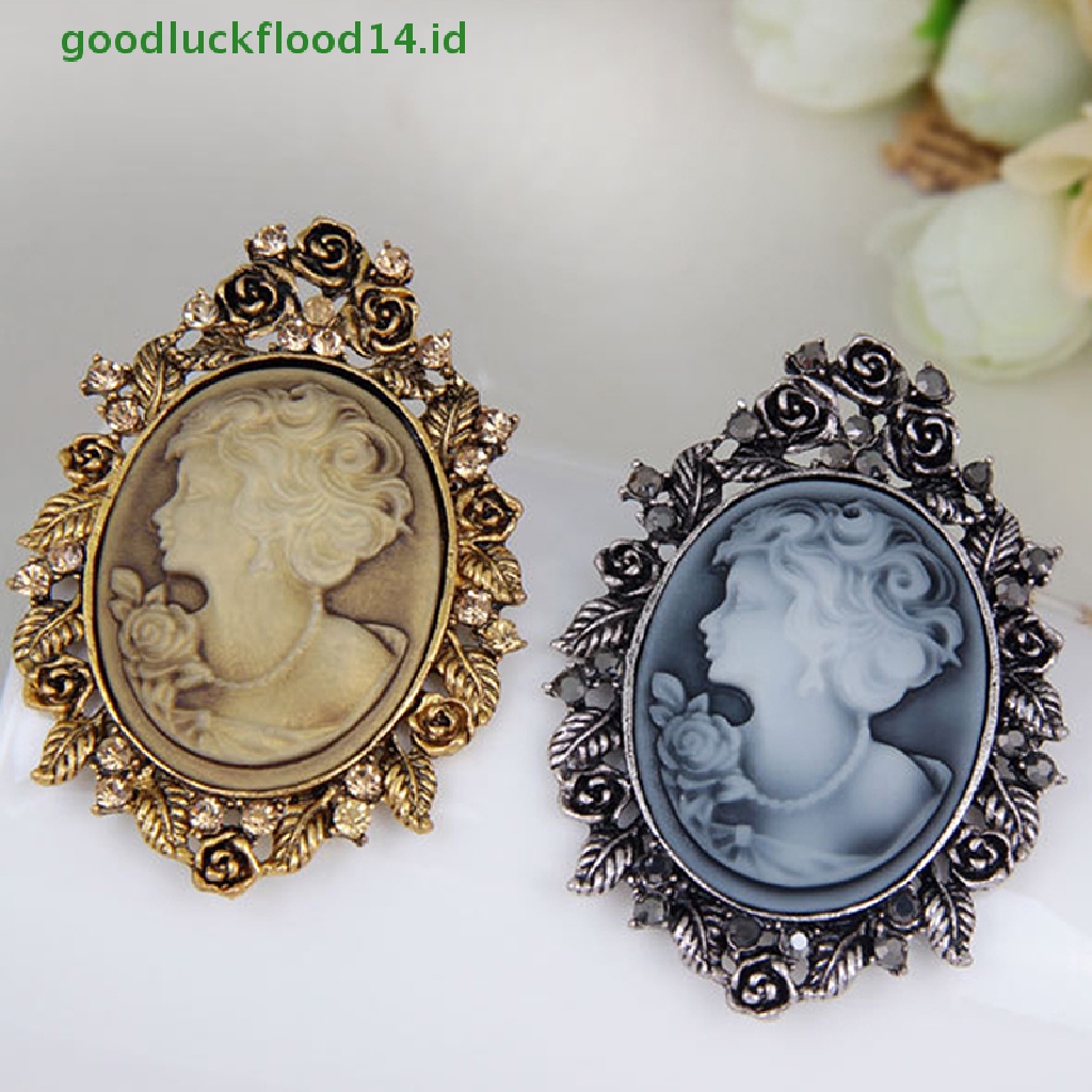 [GOOGFOUR] 1x Vintage Cameo Victoria Gaya Kristal Pesta Pernikahan Wanita Liontin Bros Pin [TOP]