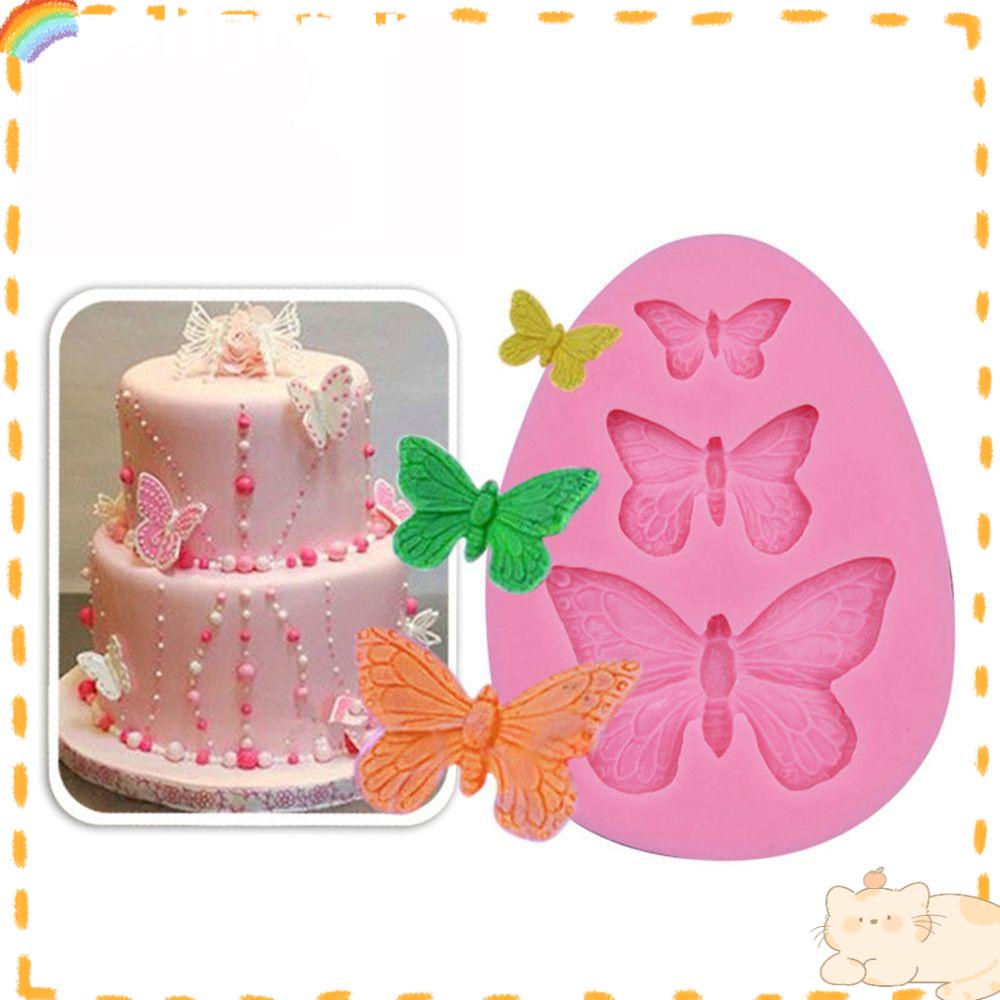 Solighter 3-lubang 3D Butterfly New Alat Dekorasi Sugarcraft Silikon