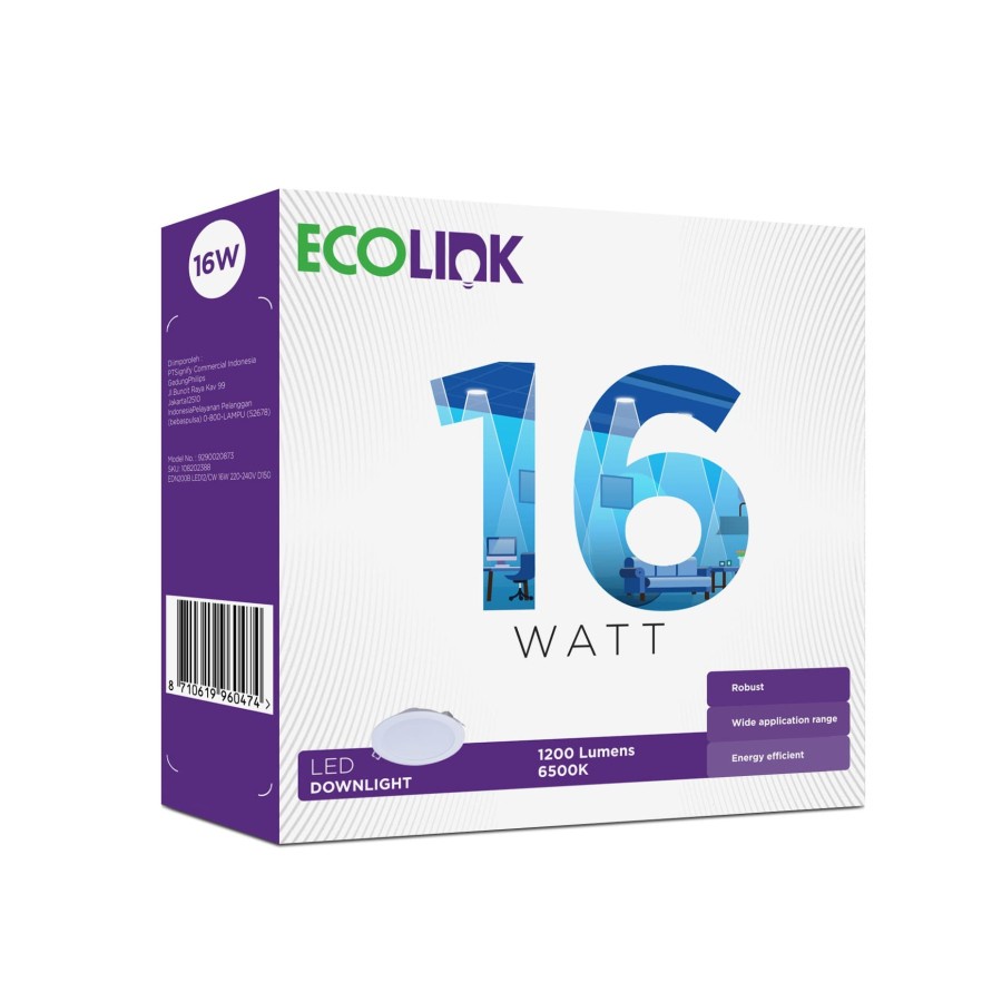 Lampu ECOLINK Downlight Lamp Plafon LED 16W-Putih