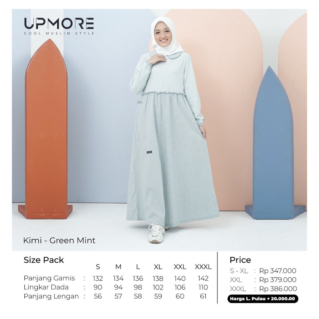 Gamis UPMORE KIMI (Green Mint, Nude) Gamis Katun ORI UPMORE | COD