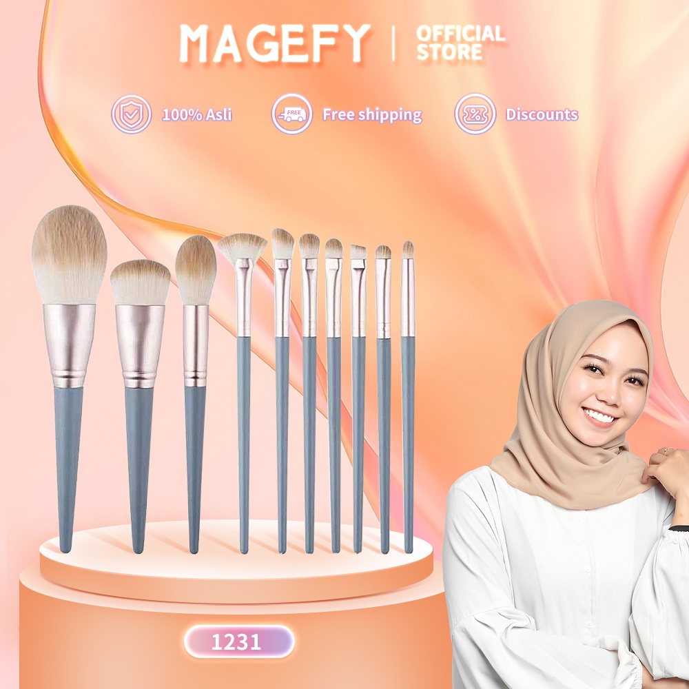 MAGEFY Kuas Make Up Set Wajah Isi 10Pcs Brush Makeup Cosmetic Kuas 1231