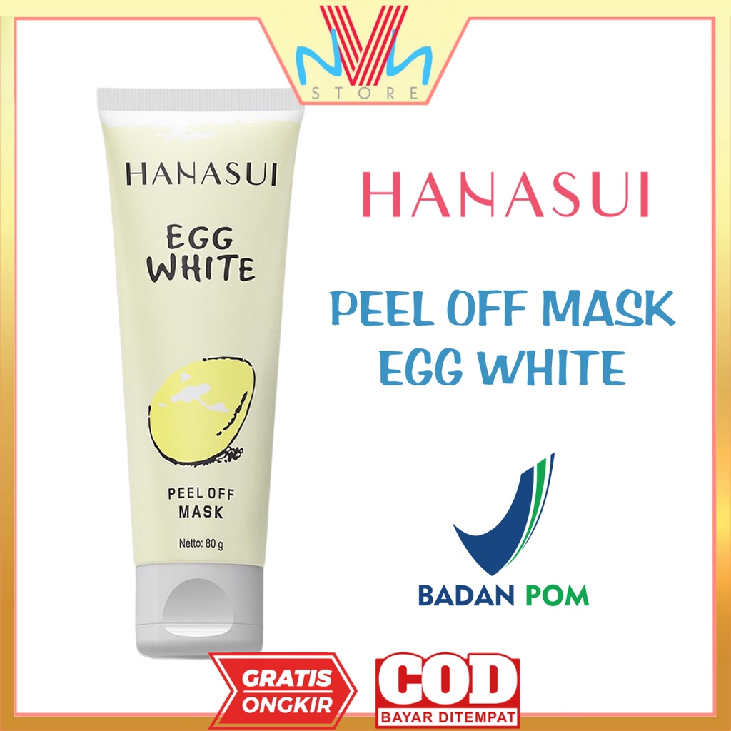 HANASUI PEEL OFF MASK EGG WHITE - MASKER WAJAH PUTIH TELUR HANASUI PEEL OFF - MASKER MUKA MURAH